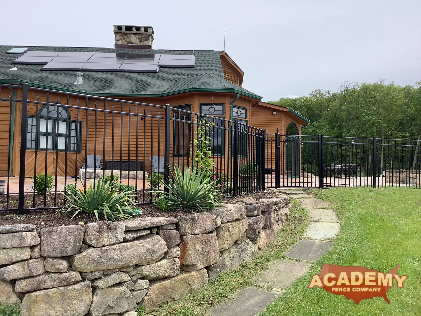 Black Aluminum pool fence installed by Academy Fence Company in Kinnelon Borough, Morris County.